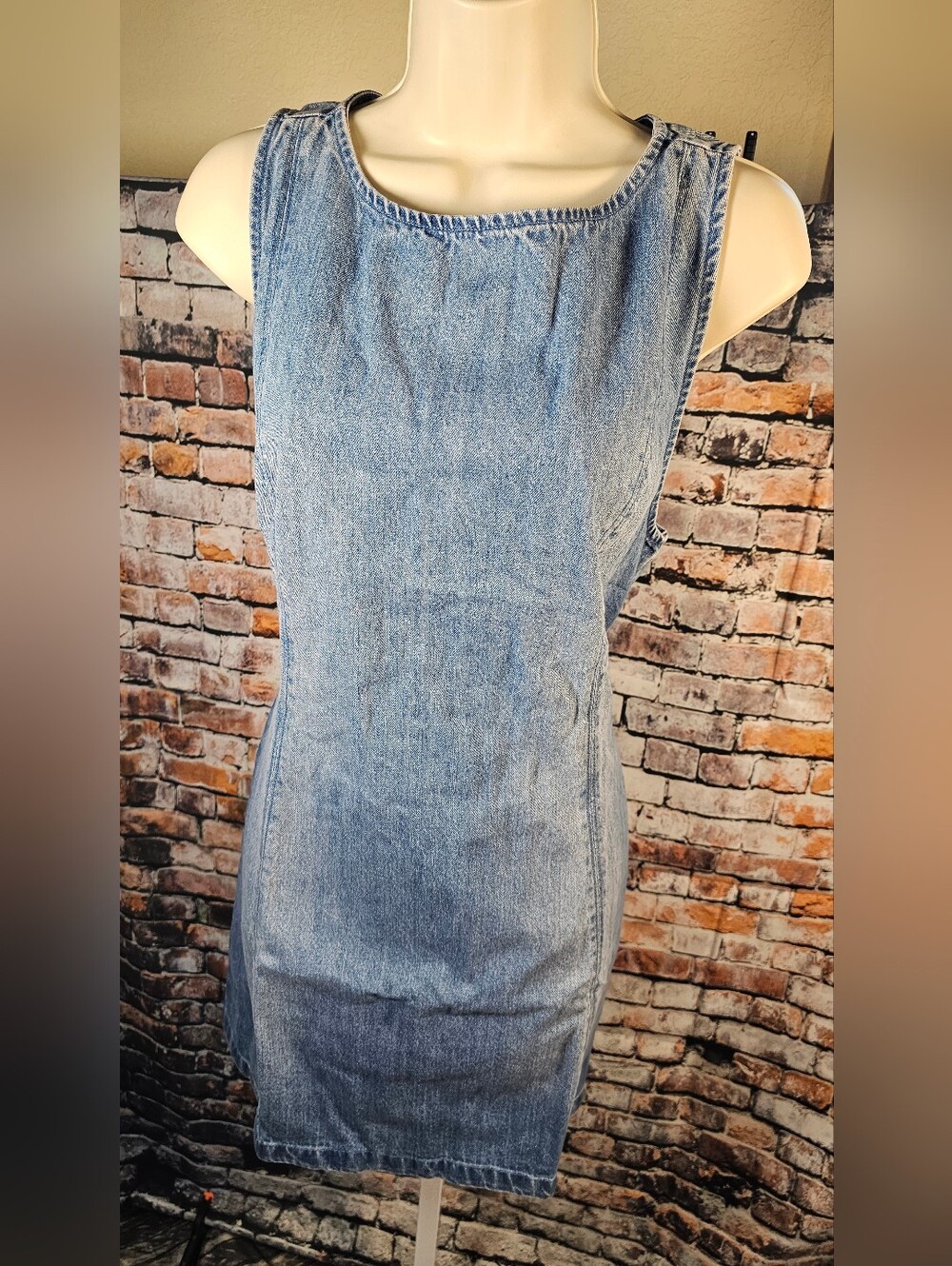 Free People Denim Light Blue Fade Sleeveless Open Back Mini Dress NWT Medium